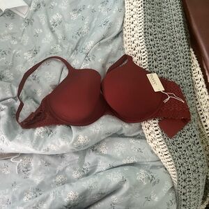 NWT 32H bra underwire lightly lined Bare Necessities red/burgundy *3 available*